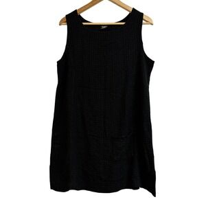 Vtg Wear Abouts Black Textured Sleeveless Mini Dress with Pocket Women's Large